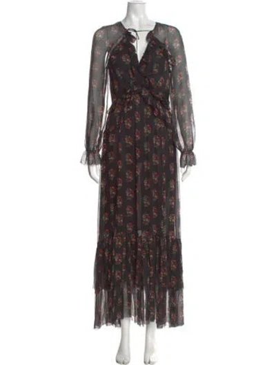 Pre-owned Doen Silk Long Dress In Multi