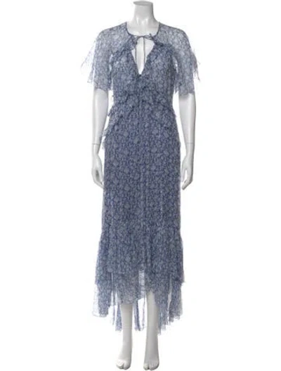 Pre-owned Doen Silk Long Dress In Multi