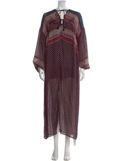 Pre-owned Doen Silk Long Dress In Multi