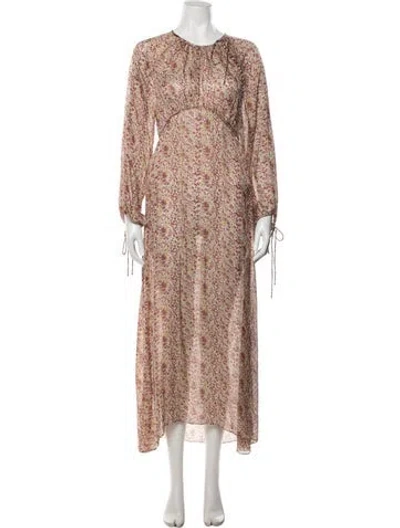 Pre-owned Doen Silk Long Dress In Multi