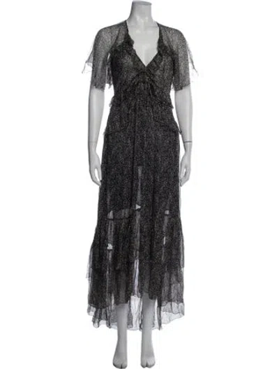 Pre-owned Doen Silk Long Dress In Multi