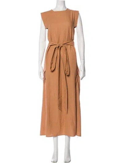 Pre-owned Doen Silk Long Dress In Neutral