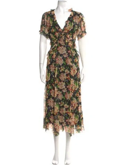 Pre-owned Doen Silk Long Dress In Neutral