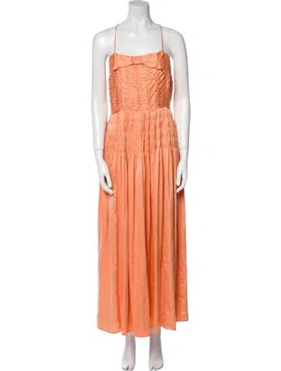 Pre-owned Doen Silk Long Dress In Neutral
