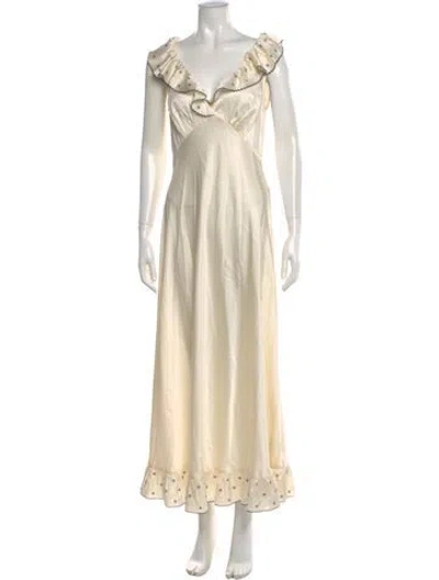 Pre-owned Doen Silk Long Dress In Neutral