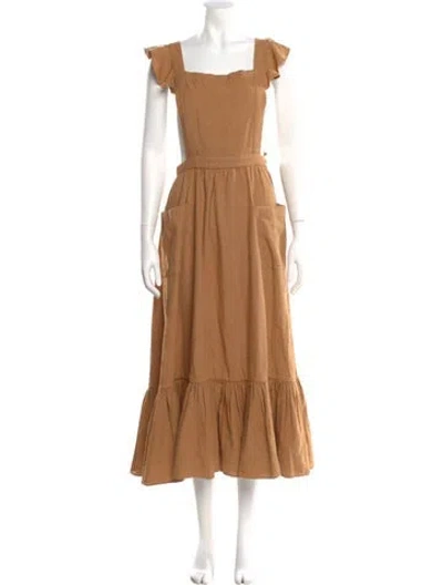 Pre-owned Doen Silk Long Dress In Neutral
