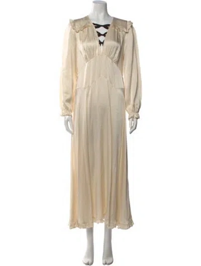 Pre-owned Doen Silk Long Dress In Neutral