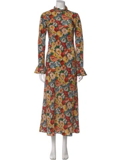 Pre-owned Doen Silk Long Dress In Neutral