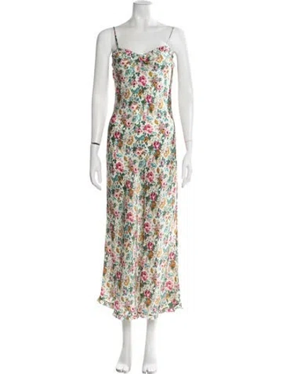 Pre-owned Doen Silk Long Dress In Neutral