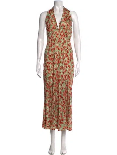 Pre-owned Doen Silk Long Dress In Neutrals