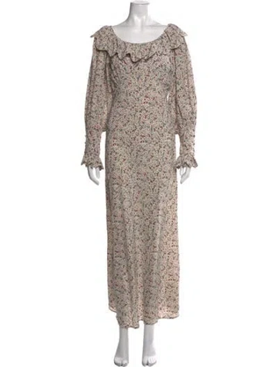 Pre-owned Doen Silk Long Dress In Neutrals