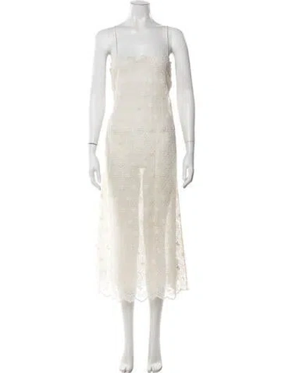 Pre-owned Doen Silk Long Dress In Neutrals