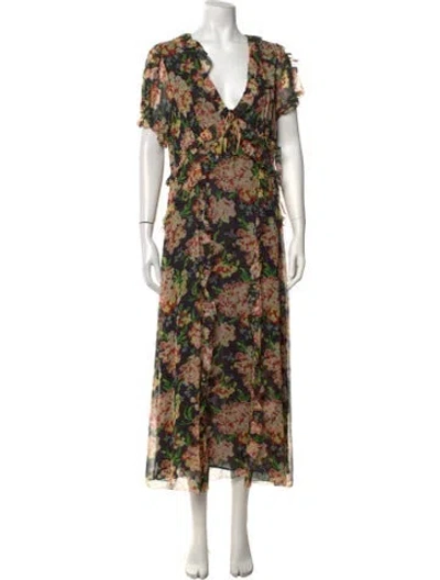 Pre-owned Doen Silk Long Dress In Neutrals