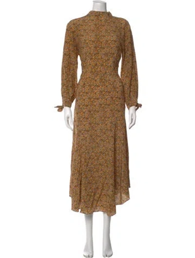 Pre-owned Doen Silk Long Dress In Orange