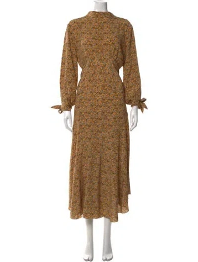 Pre-owned Doen Silk Long Dress In Orange