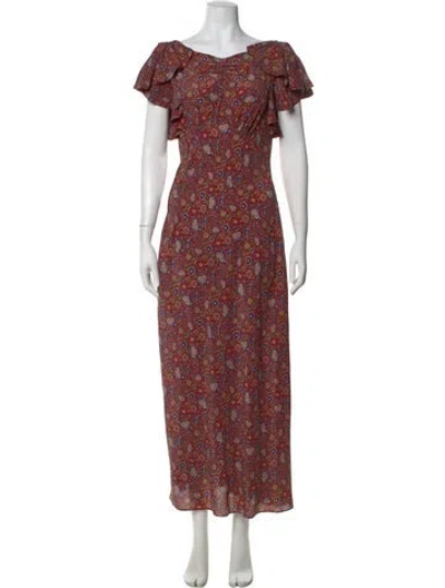 Pre-owned Doen Silk Long Dress In Pink