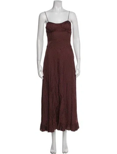 Pre-owned Doen Silk Long Dress In Red