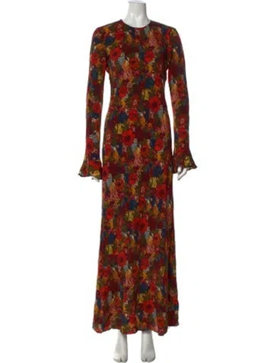 Pre-owned Doen Silk Long Dress In Red