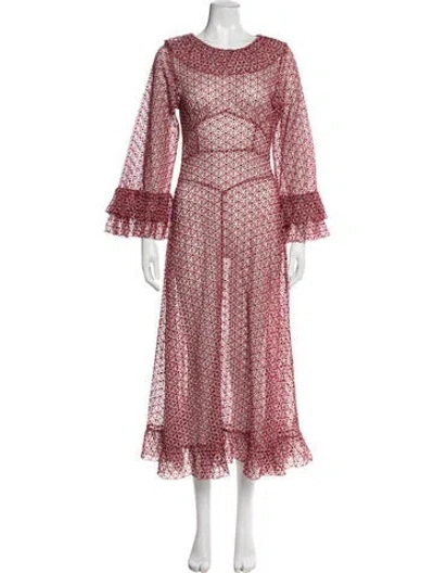 Pre-owned Doen Silk Long Dress In Red