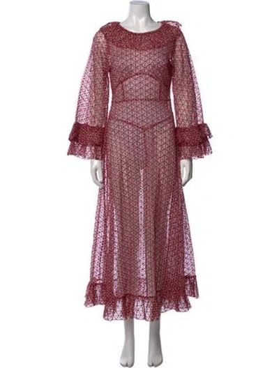 Pre-owned Doen Silk Long Dress In Red