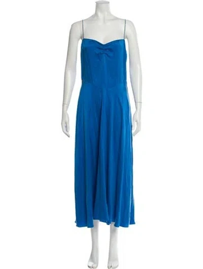 Pre-owned Doen Silk Long Dress W/ Tags In Blue