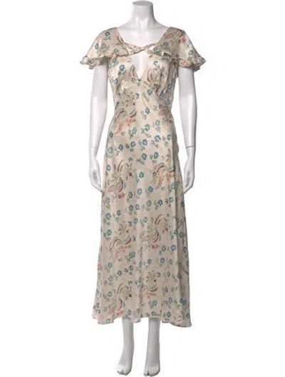 Pre-owned Doen Silk Long Dress W/ Tags In Neutrals