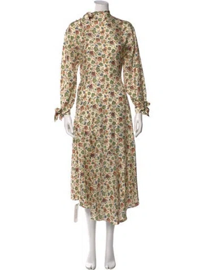 Pre-owned Doen Silk Long Dress In Yellow