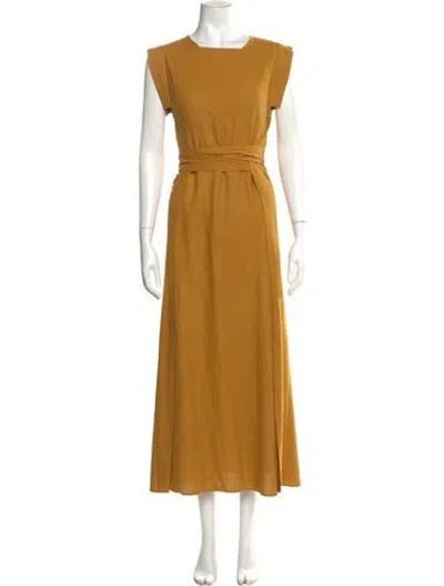 Pre-owned Doen Silk Long Dress In Yellow