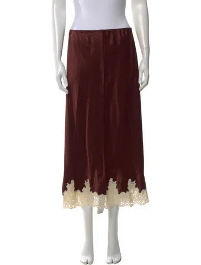 Pre-owned Doen Silk Long Skirt In Brown