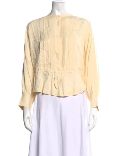 Pre-owned Doen Silk Long Sleeve Blouse W/ Tags In Neutrals