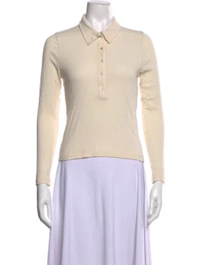Pre-owned Doen Silk Long Sleeve Polo In Neutral