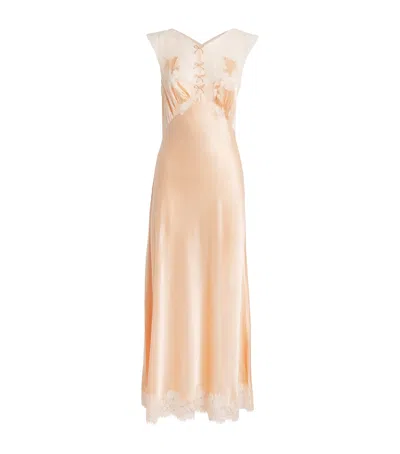 Doen Dôen Silk Marcelle Midi Dress In Brown