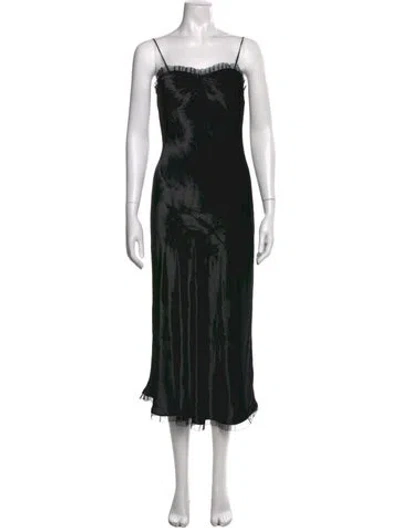 Pre-owned Doen Silk Midi Length Dress In Black