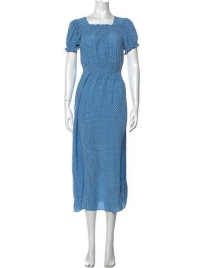 Pre-owned Doen Silk Midi Length Dress In Blue