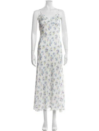 Pre-owned Doen Silk Midi Length Dress In Blue