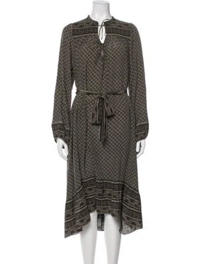 Pre-owned Doen Silk Midi Length Dress In Brown