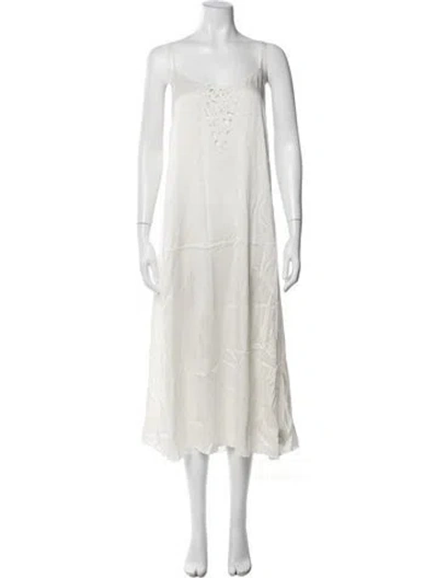 Pre-owned Doen Silk Midi Length Dress In Neutral