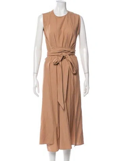 Pre-owned Doen Silk Midi Length Dress In Neutral