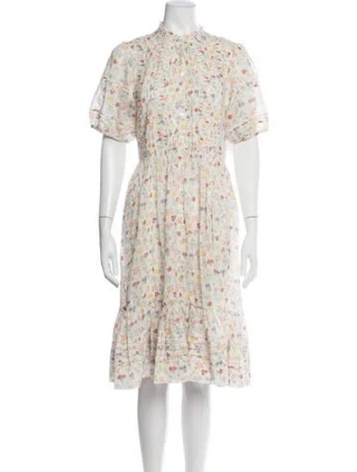 Pre-owned Doen Silk Midi Length Dress In Neutrals