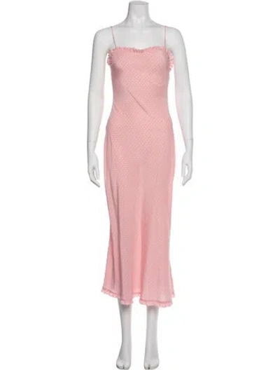 Pre-owned Doen Silk Midi Length Dress In Pink