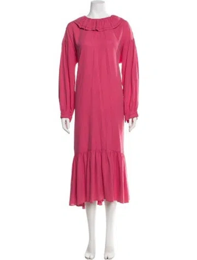 Pre-owned Doen Silk Midi Length Dress In Pink