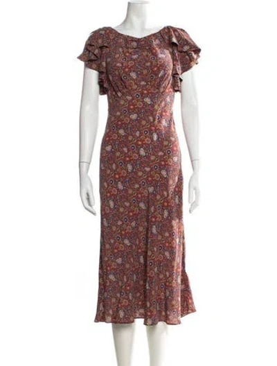 Pre-owned Doen Silk Midi Length Dress In Pink