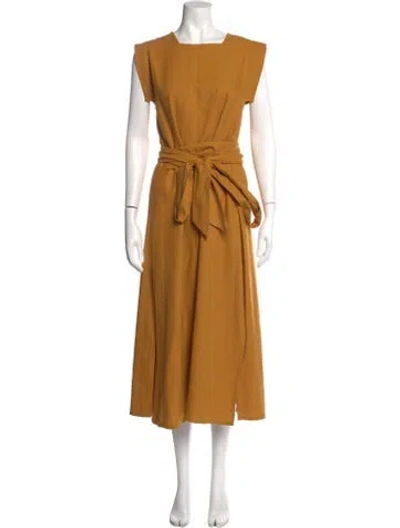 Pre-owned Doen Silk Midi Length Dress In Yellow