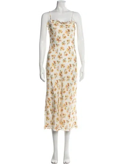 Pre-owned Doen Silk Midi Length Dress In Yellow