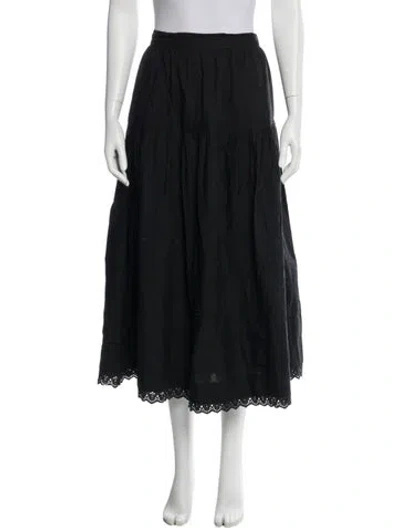 Pre-owned Doen Silk Midi Length Skirt In Black
