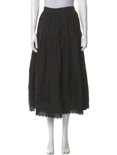 Pre-owned Doen Silk Midi Length Skirt In Black