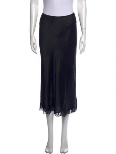 Pre-owned Doen Silk Midi Length Skirt In Black