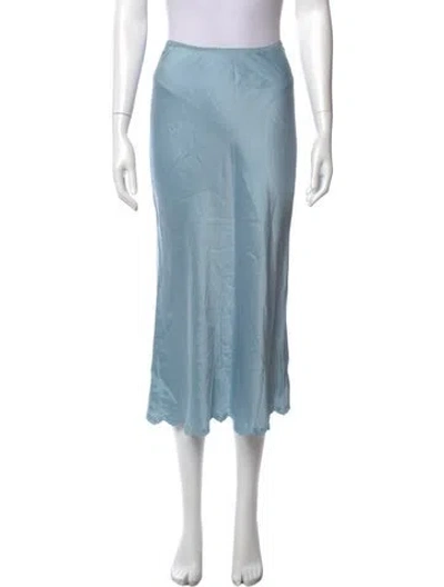 Pre-owned Doen Silk Midi Length Skirt In Blue