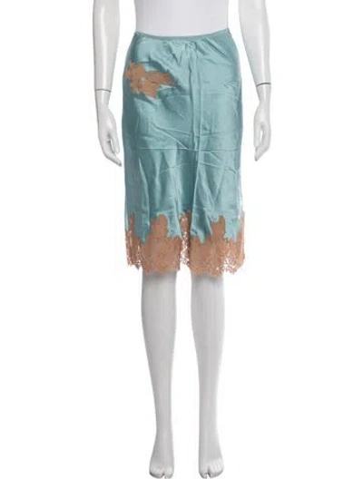 Pre-owned Doen Silk Midi Length Skirt In Blue