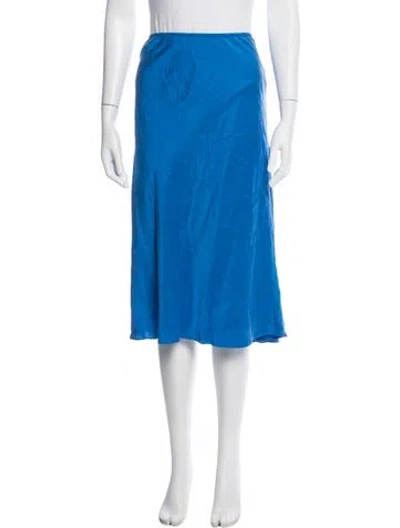 Pre-owned Doen Silk Midi Length Skirt In Blue